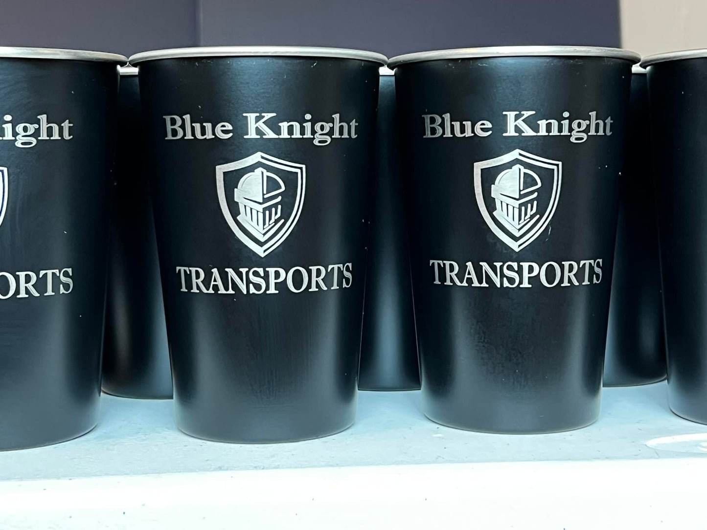 Blue Knight Transports pint glass